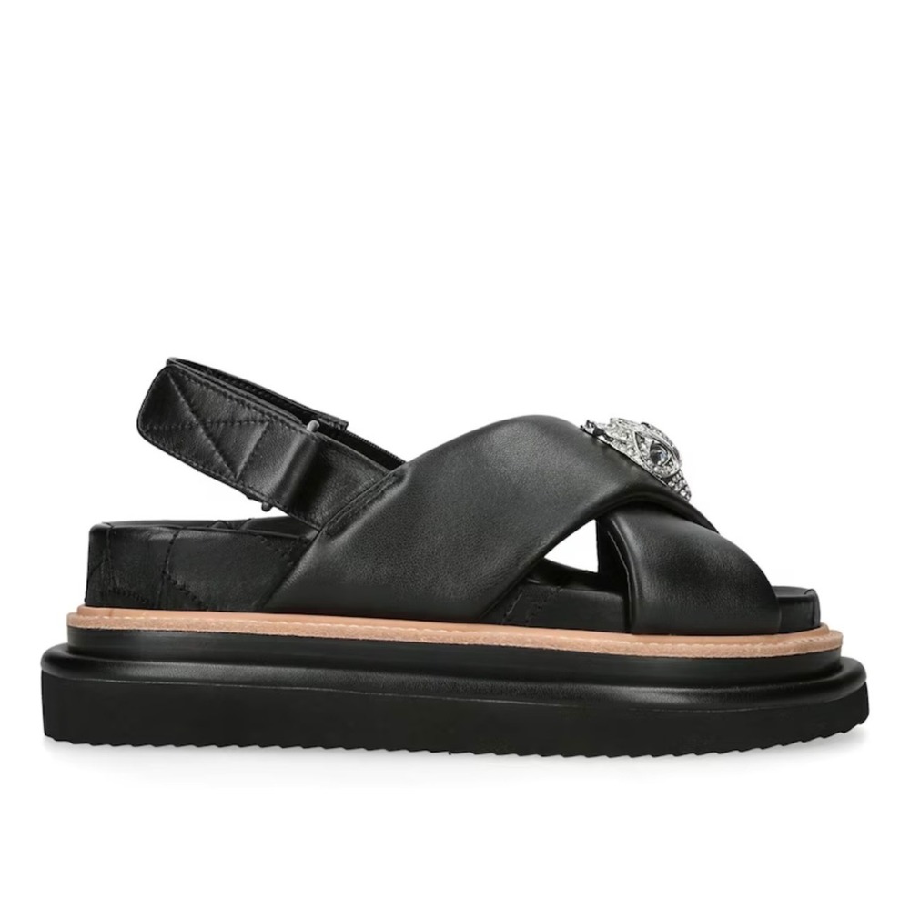 Kurt Geiger Orson Sandals Women 39 Black Excellence Crystal Eagle Head Platform - Picture 3 of 8